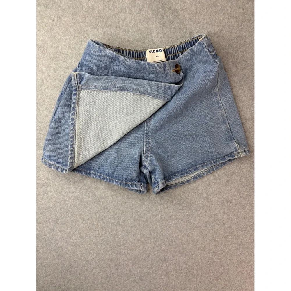 Old Navy Girls Blue Denim Wrap Skort Size M‎ 8 Elastic Back Light Wash Cotton